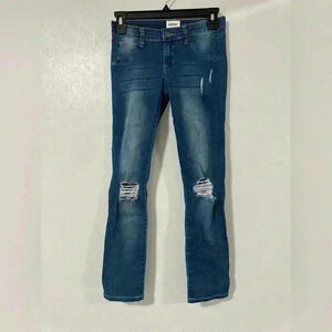 252. Hudson Stretch Pull On Pockets Waist Button Washed Ripped blue Jeans s 14